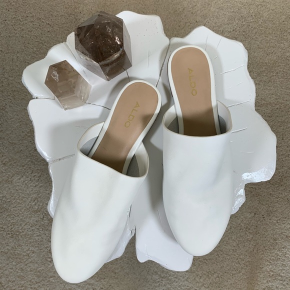 aldo white mules